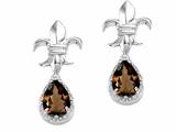 Tommaso Design™ Pear Shape 7x5mm Genuine Smoky Quartz and Diamond Earrings