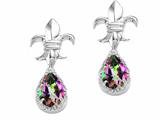 Tommaso Design™ Pear Shape 7x5mm Mystic Rainbow Topaz and Diamond Earrings