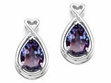 Tommaso Design™ Pear Shape 9x7mm Simulated Alexandrite and Diamond Earrings