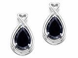 Tommaso Design™ Pear Shape 9x7mm Genuine Black Sapphire and Diamond Earrings