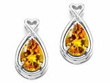 Tommaso Design™ Pear Shape 9x7mm Genuine Citrine and Diamond Earrings