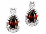 Tommaso Design™ Pear Shape 9x7mm Genuine Garnet and Diamond Earrings