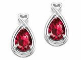 Tommaso Design™ Pear Shape 9x7mm Created Ruby and Diamond Earrings