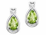 Tommaso Design™ Pear Shape 9x7mm Genuine Peridot and Diamond Earrings
