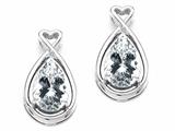 Tommaso Design™ Pear Shape 9x7mm Genuine White Topaz and Diamond Earrings
