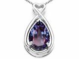 Tommaso Design™ Pear Shape 11x8mm Simulated Alexandrite and Diamond Pendant