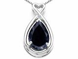 Tommaso Design™ Pear Shape 11x8mm Genuine Black Sapphire and Diamond Pendant