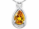 Tommaso Design™ Pear Shape 11x8mm Genuine Citrine and Diamond Pendant