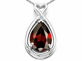 Tommaso Design™ Pear Shape 11x8mm Genuine Garnet and Diamond Pendant
