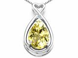 Tommaso Design™ Pear Shape 11x8mm Genuine Lemon Quartz and Diamond Pendant