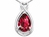 Tommaso Design™ Pear Shape 11x8mm Created Ruby and Diamond Pendant