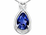 Tommaso Design™ Pear Shape 11x8mm Created Sapphire and Diamond Pendant