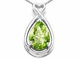 Tommaso Design™ Pear Shape 11x8mm Genuine Peridot and Diamond Pendant