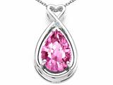 Tommaso Design™ Pear Shape 11x8mm Simulated Pink Topaz And Diamond Pendant