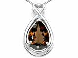 Tommaso Design™ Pear Shape 11x8mm Genuine Smoky Quartz and Diamond Pendant