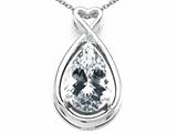 Tommaso Design™ Pear Shape 11x8mm Genuine White Topaz and Diamond Pendant