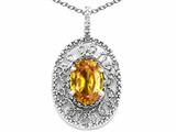 Tommaso Design™ Oval 9x7mm Genuine Citrine Filigree Pendant