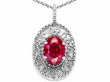 Tommaso Design™ Oval 9x7mm Created Ruby Filigree Pendant
