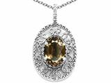 Tommaso Design™ Oval 9x7mm Genuine Smoky Quartz Filigree Pendant