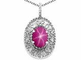 Tommaso Design™ Oval 9x7mm Created Star Ruby Filigree Pendant
