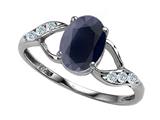 Tommaso Design™ Oval 8x6mm Genuine Black Sapphire and Diamond Ring