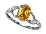 Tommaso Design™ Oval 8x6mm Genuine Citrine and Diamond Ring