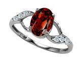 Tommaso Design™ Oval 8x6mm Genuine Garnet and Diamond Ring