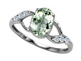Tommaso Design™ Oval 8x6mm Genuine Green Amethyst and Diamond Ring