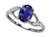 Tommaso Design™ Oval 8x6mm Genuine Iolite and Diamond Ring