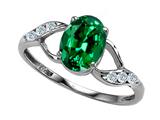 Tommaso Design™ Oval 8x6mm Simulated Emerald And Diamond Ring