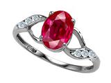 Tommaso Design™ Oval Created  Ruby and Diamond Ring