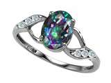 Tommaso Design™ Oval 8x6mm Mystic Rainbow Topaz and Diamond Ring