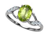 Tommaso Design™ Oval 8x6mm Genuine Peridot and Diamond Ring