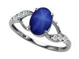 Tommaso Design™ Oval 8x6mm Created Star Sapphire and Diamond Ring