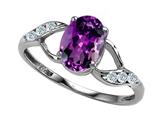Tommaso Design™ Oval Genuine Amethyst and Diamond Ring