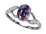 Tommaso Design™ Oval 8x6mm Simulated Alexandrite and Diamond Ring