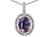 Tommaso Design™ Oval 9x7mm Simulated Alexandrite and Diamond Pendant