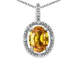 Tommaso Design™ Oval 9x7mm Genuine Citrine and Diamond Pendant