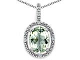 Tommaso Design™ Oval 9x7mm Genuine Green Amethyst and Diamond Pendant