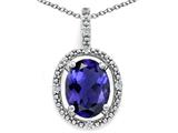 Tommaso Design™ Oval 9x7mm Genuine Iolite and Diamond Pendant