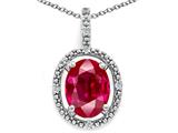 Tommaso Design™ Oval 9x7mm Created Ruby and Diamond Pendant