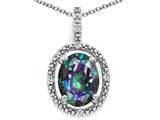 Tommaso Design™ Oval 9x7mm Rainbow Mystic Topaz and Diamond Pendant