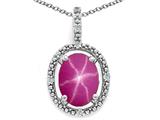 Tommaso Design™ Oval 9x7mm Created Star Ruby and Diamond Pendant