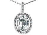 Tommaso Design™ Oval 9x7mm Genuine White Topaz and Diamond Pendant