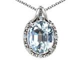 Tommaso Design™ Oval 10x8mm Genuine Aquamarine and Diamond Pendant