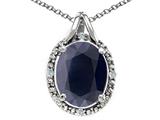 Tommaso Design™ Oval 10x8mm Genuine Black Sapphire and Diamond Pendant