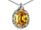 Tommaso Design™ Oval 10x8mm Genuine Citrine and Diamond Pendant
