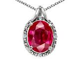 Tommaso Design™ Oval 10x8mm Created Ruby and Diamond Pendant