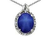 Tommaso Design™ Oval 10x8mm Created Star Sapphire and Diamond Pendant