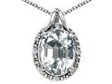 Tommaso Design™ Oval 10x8mm Genuine White Topaz and Diamond Pendant